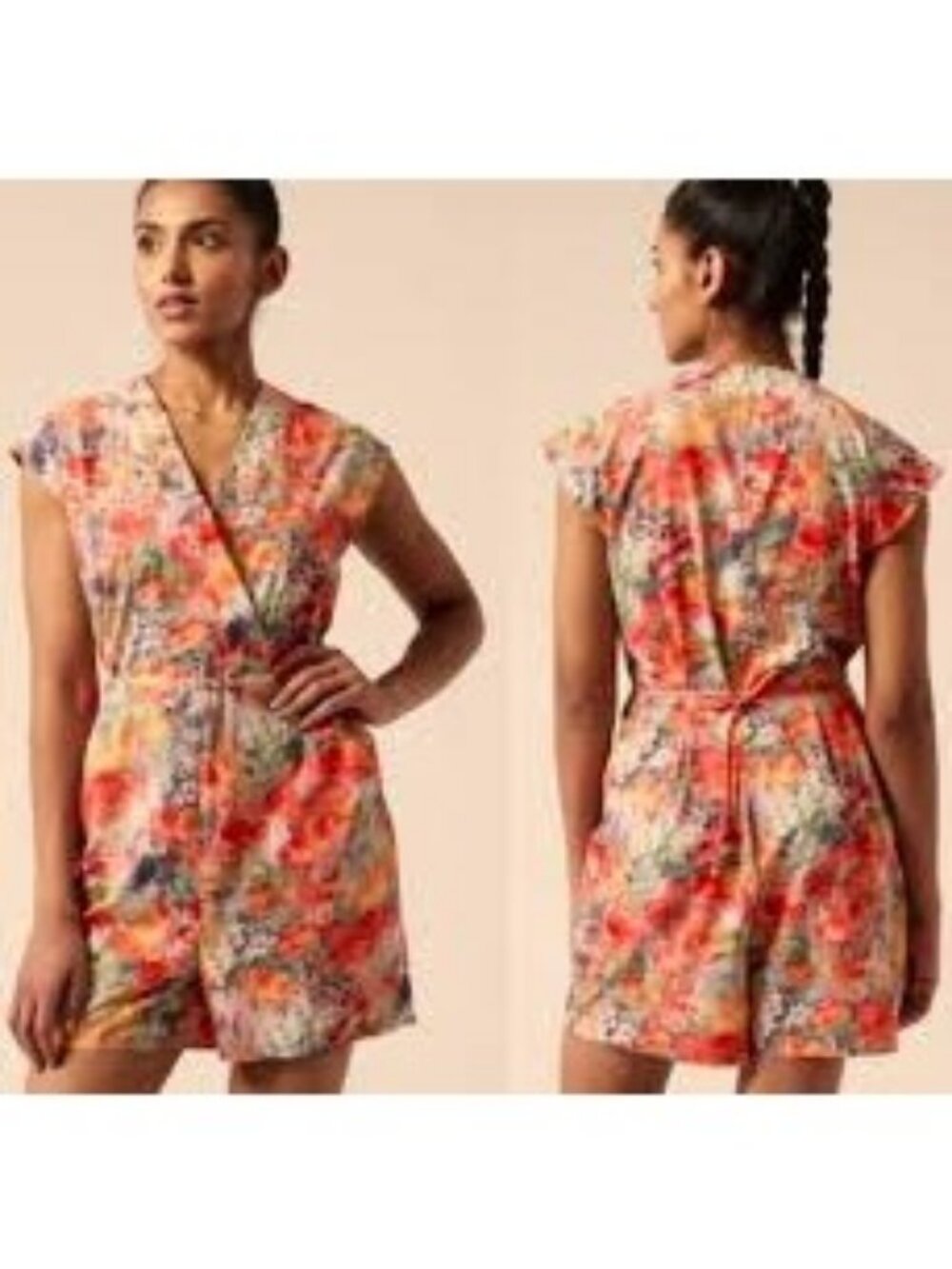 Athleta Womens Marlow Romper Size S Floral Pockets Renewed Bloom Travel Beach